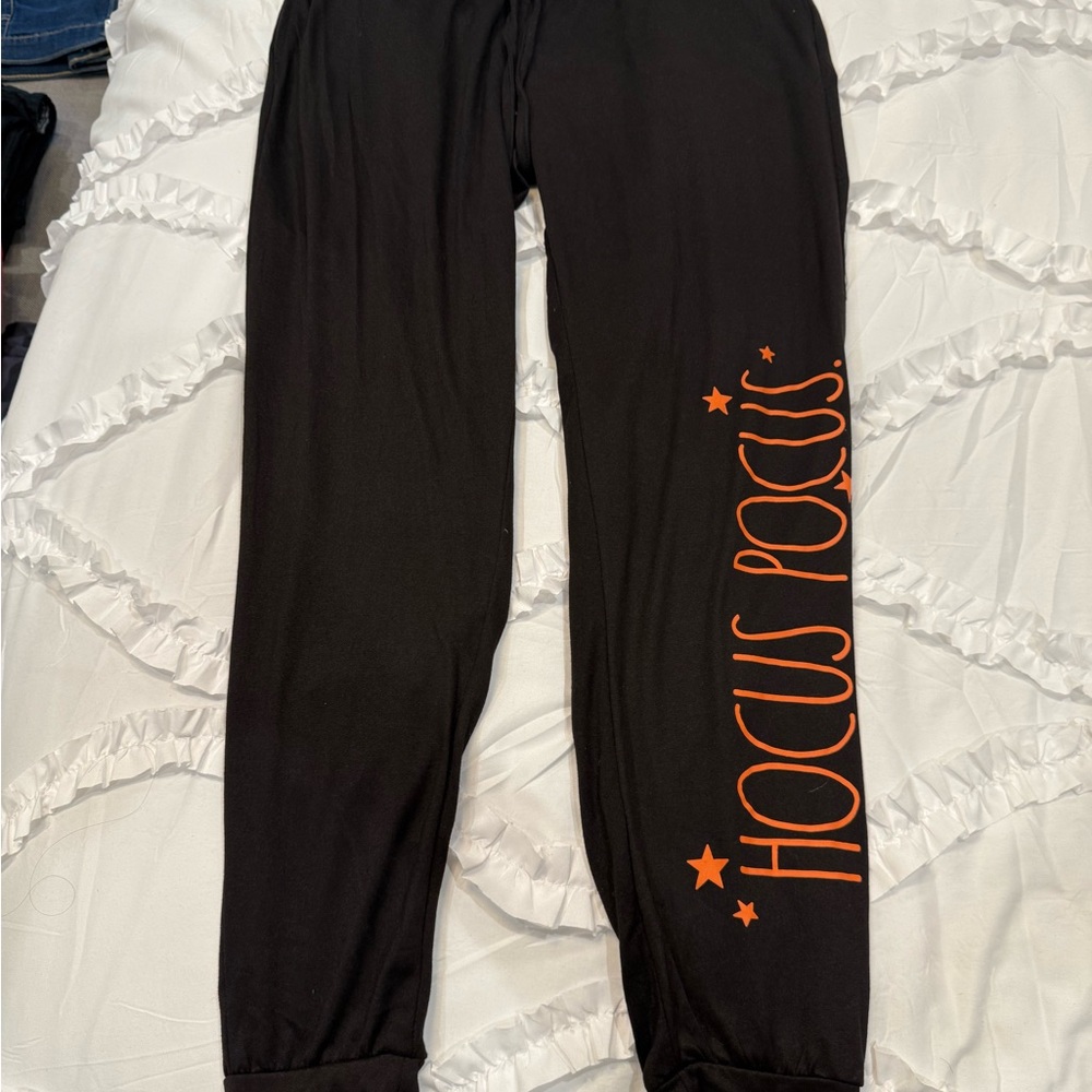 Rae Dunn Black and Orange Joggers Athletic Bottoms